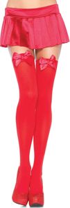 Leg Avenue Nylon Thigh Highs With Bow Red One Size