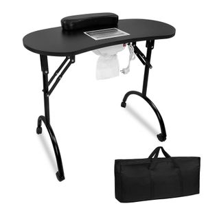JNGLGO Skladací manikúrový stôl s odsávaním Prenosný stôl na nechty Prenosný manikúrový stôl s kolieskami Mobilný manikúrový stôl, čierny