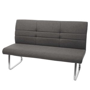 Lavica HWC-G55, lavica do jedálne, látka/textil nerezová oceľ brúsená ~ sivo-hnedá 160cm
