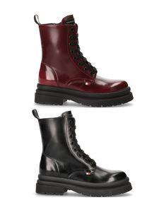 Tommy Hilfiger Damen Stiefel Lace Up Bootie Biker-Boots Herbst Stiefellette, Farbe:Schwarz, Schuhe NEU:EU 37