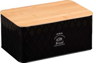 Brotbox aus Metall mit Schneidebrett aus Bambus - Schwarz
