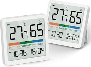 Noklead Digitales Thermometer Hygrometer Innenthermo Hygro Mini -Raum -Temperatursensor -Feuchtigkeitsmesser Komfortanzeige ℃/℉ Schaltbar, Datum 12/24