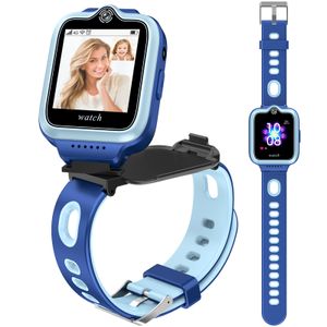（Blue）Dětské chytré hodinky s GPS telefonem hodinky 4G Wi-Fi video hovor chytré hodinky s 360 ° otáčením a duálním fotoaparátem SOS krokoměr hračka dárek na Vánoce narozeniny pro děti, chlapce a dívky