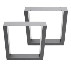 ECD Germany 2er Set Tischbeine - 40 x 43 cm - Grau - aus pulverbeschichtetem Stahl - Industriedesign - Tischgestell Set Tischkufen Tischfüße Tischuntergestell