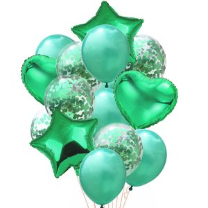 Oblique Unique Konfetti Folien Luftballon Set 14 Stk Geburtstag Party Hochzeit JGA - grün