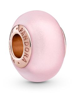 Pandora Moments Charm 789421C00 Matte Pink Murano Glass Rose Metall