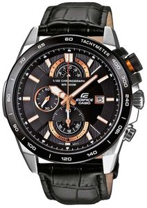 Casio Herren Uhr Edifice EFR-520L-1AVEF Chronograph Leder Armbanduhr
