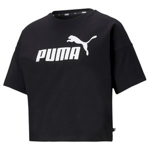 PUMA Damen T-Shirt - ESS Essentials Cropped Logo Tee, Rundhals, Kurzarm, uni Schwarz XS