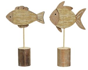 Maritime Deko Fisch Holz Aufsteller 23cm natur braun 1 Stück sortiert