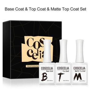 COSCELIA UV Gelnagellack Set UV LED Base Coat & Top Coat und Matt Top Coat 15ml Soak Off UV Gel Nägel für Nagelstudio Set