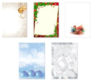 Mix 15 x 8 Blatt Motivpapier Briefpapier Weihnachtskugeln Weihnachten-5231 