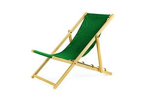 1x Gartenliege aus Holz Liegestuhl Relaxliege Strandliege mit  Absicherungssystem (grün)