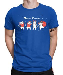 Katze Meow - Weihnachten X-mas Christmas Herren T-Shirt, Blau, XL