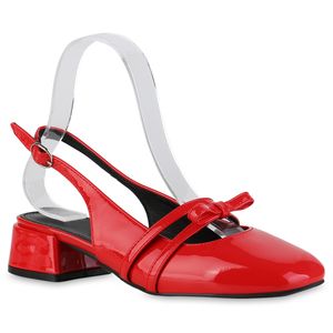 VAN HILL Damen Slingpumps Pumps Klassische Eckige Schleifen Schuhe 840908, Farbe: Rot, Größe: 40