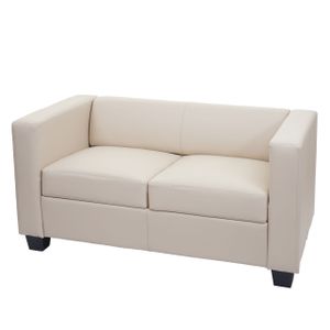 2er Sofa Couch Loungesofa Lille  Kunstleder, creme