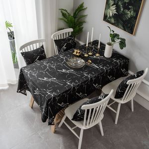 140x140cm(55.12x55.12"),schwarz,Marmor-Baumwoll-Leinen-Tischdecke quadratische Tischdecke Küchendekoration