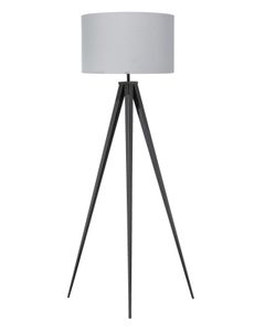 BELIANI Stehlampe Schwarz Metall 156 cm runder Stoffschirm in Grau Dreibeinig langes Kabel mit Schalter Modernes Design