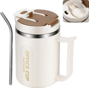 500 ml hrnek z nerezové oceli, hrnek na latté, víčko na hrnek, termo hrnek s brčkem a skládací lžičkou, vakuově izolovaná láhev, termo láhev na vodu (hnědá)