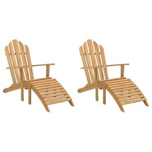 Gartensessel Esszimmerstühle| Adirondack-Stühle mit Fußteil 2er Set Massivholz Teak,im skandinavischen Stil