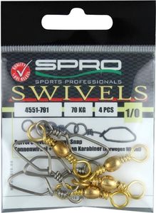 Spro Barrel Swivel+Norway Snap 1/0 #1/0 - 50kg - 5 kusov snap a swivel