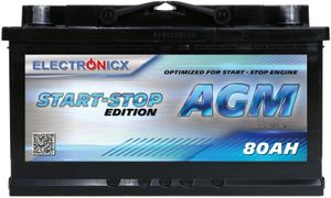 Electronicx AGM Autobatterie Starterbatterie Batterie Start-Stop 80 AH 12V 820A