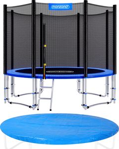 MONZANA® Trampolin Ø 366 cm SÜD GS Zertifiziert Komplettset inkl. Sicherheitsnetz, Leiter, Randabdeckung & Wetterplane Kindertrampolin Gartentrampolin