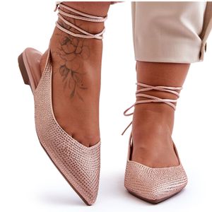 Damen Schnürschuhe mit Nietenverzierungen Beige Jange 39