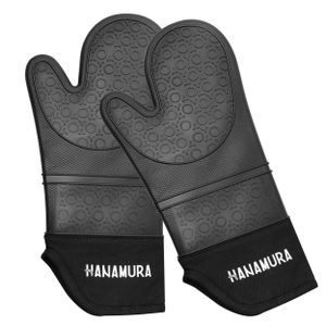 Hanamura Ofenhandschuhe - Backofenhandschuhe - 2 Stück - Grillhandschuhe - Topfhandschuhe BPA-frei - Hitzebeständig bis 250°C - Mit Aufhängeöse