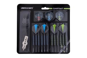 Longfield Steel/Soft Tip Dart Set mit 12 Pfeilen und Zubehör