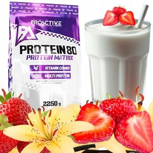 ProActive Molkenproteinkonzentrat WPC 80 protein 2,25kg Eiweißpulver Proteinpulver geschmack: Vanille und Erdbeere