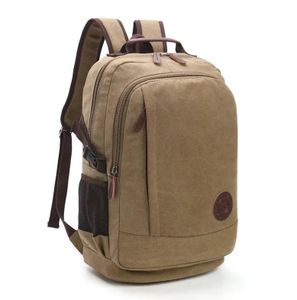 Herren Rucksack aus Canvas Rucksack outdoor Reise Daypack Atmungsaktiv Schultasche (Farbe: Khaki)