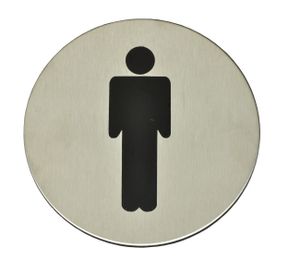 WC Schild / Toilettenschild Edelstahl -  Herren - 12 cm Ø