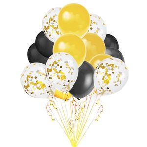 Oblique Unique Konfetti Luftballon Set 15 Stk Hochzeit JGA Geburtstag schwarz gold