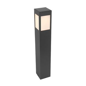 QAZQA - Modern Stehende Außenleuchte I Sockelleuchte schwarz 80 cm mit Abblendlicht und Sensor auf Solar - Charlotte I Außenbeleuchtung - Aluminium Rechteckig I Länglich - I (nicht austauschbare) LED
