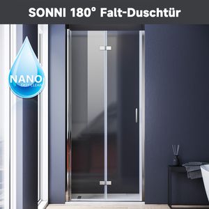 Duschtür Falttür Nischentür 80x195cm Duschkabine Duschabtrennung Dusche Nano Glas ESG, Links - oder Rechts montage frei wählba