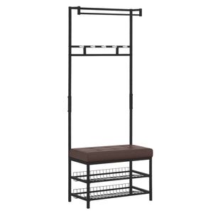 HOMCOM Garderobenständer Garderobenbank Kleiderständer Garderobe mit 2 Schuhablagen, Metall, 72,5x35x180cm