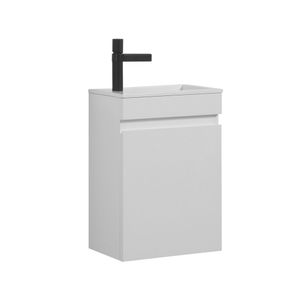 GOOM kúpeľňový nábytok LUGIS 40 cm umývadlo so spodnou skrinkou WC pre hostí nábytok predmontovaný vysoký lesk biely