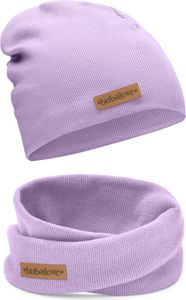 Bubalove | Kinder Beanie Übergangsmütze | Loop Schal | SET | Lila | 50-56 cm | Übergang | Kindermützen für Jungen und Mädchen