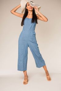 Damen Leichter Sommer Jumpsuit Denim Overall Latzhose | 42