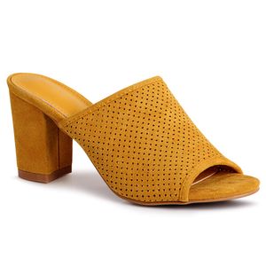 topschuhe24 1831 Damen Sandaletten Pantoletten Pumps, Farbe:Gelb, Größe:37 EU