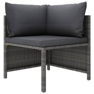 vidaXL 3-Sitzer-Gartensofa mit Kissen Grau Poly Rattan