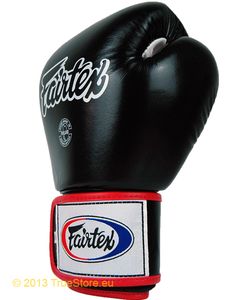 Fairtex Boxhandschuhe Leder Tight Fit (BGV1), Schwarz/Rot/Weiß 12 Unzen