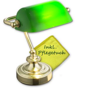 Schreibtischlampe Grüner Schirm Vintage Tischlampe mit Pflegetuch Bankerlampe