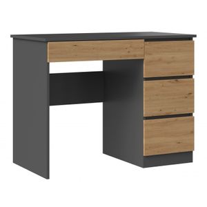 CDF Schreibtisch Mijas rechts | Farbe: Anthrazit - Artisan | 4 Schubladen | Ideal für Büro, Arbeitszimmer, Kinder- und Jugendzimmer