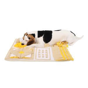 lionto Schnüffelteppich für Hunde Suchteppich Trainingsmatte (M) 70 x 60 cm gelb-braun