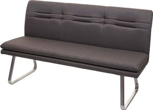 Sitzbank MCW-H70, Esszimmerbank Bank Polsterbank, Rückenlehne Stoff/Textil Edelstahl gebürstet  grau-braun 160cm