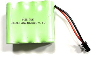 1 kus dobíjacieho akumulátora 9,6 V 2400 mAh NI-MH AA s 2pinovým konektorom sm-2P pre RC vozidlá