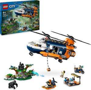 LEGO City Dschungelforscher-Hubschrauber, Abenteuer-Spielset für Kinder ab 8 Jahren, Weihnachts- oder Geburtstagsgeschenk für Kinder, 5 Minifiguren und 3 Gorillas 60437