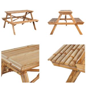 vidaXL Picknicktisch 115x115x81 cm Bambus - Picknicktisch - Picknicktische - Tisch Und Bank - Tische Und Bänke
