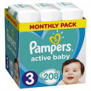 Pampers Active Baby Windeln Größe 3 - 208 Windeln Monatsbox